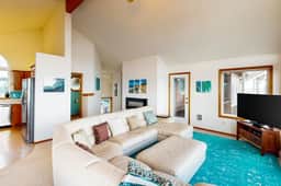 Gorgeous waterfront home with ocean views a furnished deck and beach access
