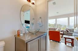 Ocean view home with heated floors private hot tub and multiple decks