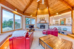 Dog friendly oceanfront house with wood burning fireplace deck and beach access