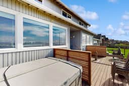 Beachfront ocean view duplex with private beach hot tub grill outdoor shower