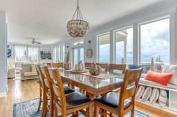 Ocean view home with hot tub game room furnished deck and fireplaces