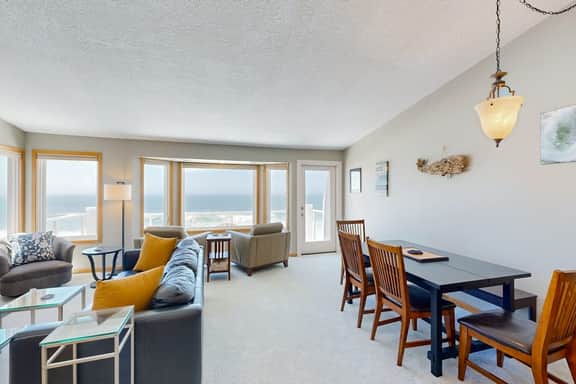 Oceanfront home with picture windows balcony and elevator watch for whales