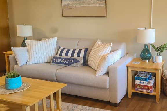 Dog friendly oceanfront condo with beach access and updated interior