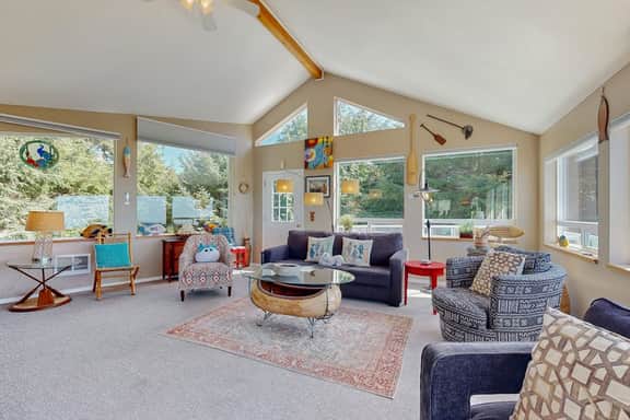 Family friendly ocean view home with spacious deck walk to beach books and games