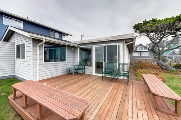 Dog Friendly Oceanfront Home with Easy Beach Access, Large Deck & Walk to Park