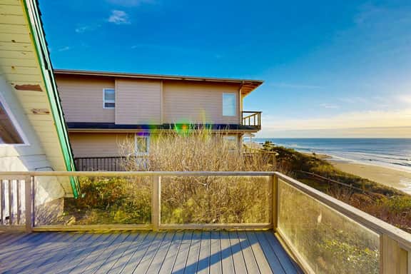 Dog friendly A frame cottage oceanfront with ocean views and two blocks from beach
