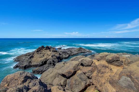Dog friendly ocean view cabin with fireplace kitchenette deck and beach access