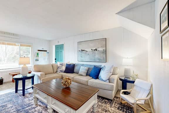 Renovated home near beach access with two kitchens and fireplace dog friendly