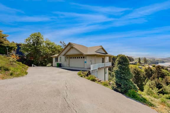 Ocean view home with heated floors private hot tub and multiple decks