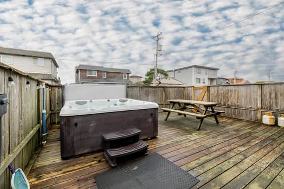Ocean View Home with Rec Room Rock Wall and Private Hot Tub A Block From Beach