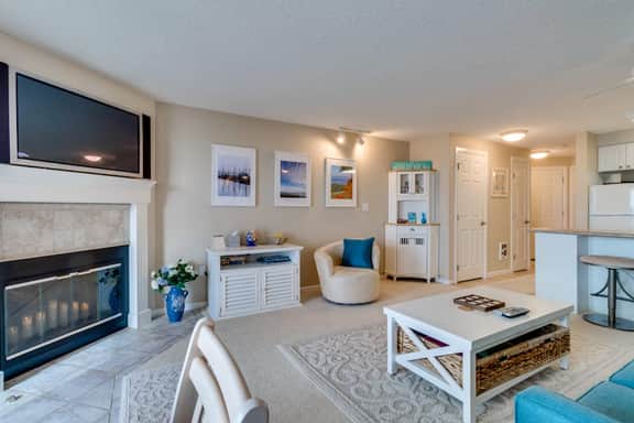 Oceanfront condo with a full kitchen balcony and sweeping sea views