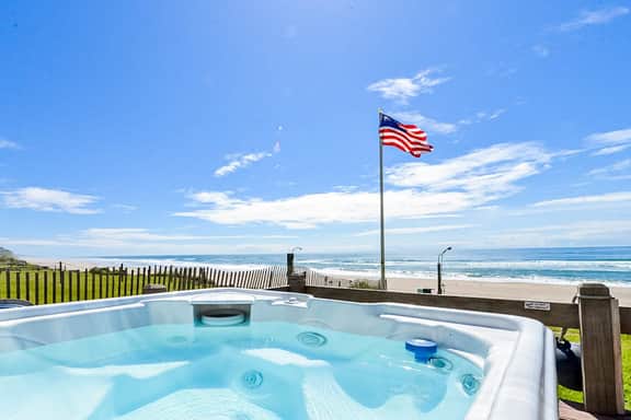 Beachfront ocean view duplex with private beach hot tub grill outdoor shower
