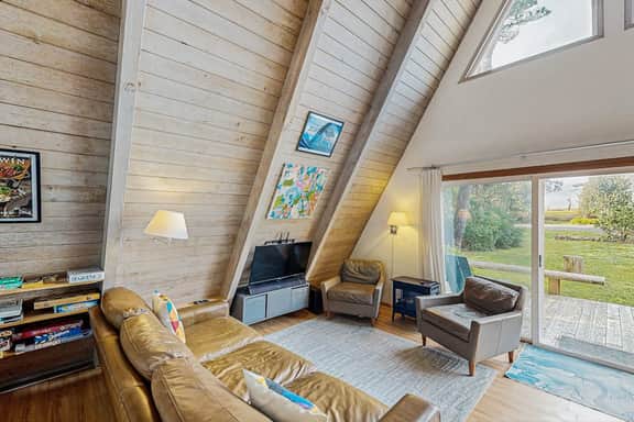 Quiet Coastal Cabin Home with Private Hot Tub Less Than a Block From Beach