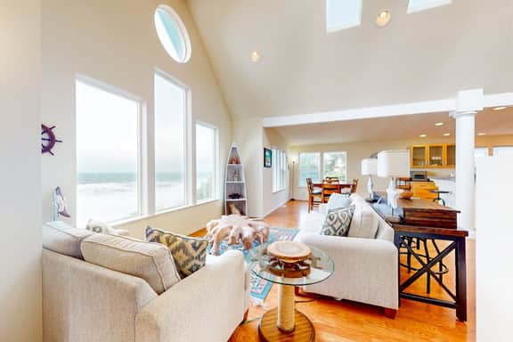 Dog friendly home with beautiful ocean view game room and easy beach access