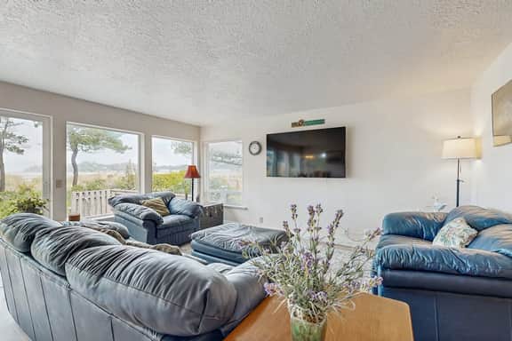 Waterfront house with bay and ocean views large deck and quiet location