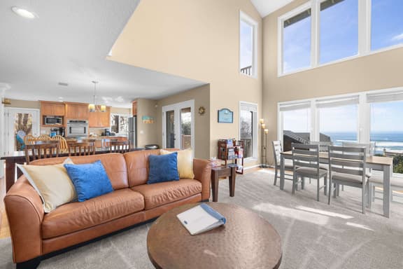 Sunlit home with gorgeous ocean views big decks and hot tub