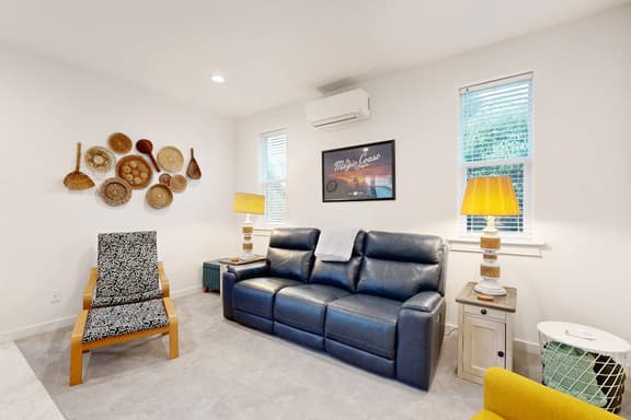 Charming coastal retreat near the beach with smart TV fireplace and games