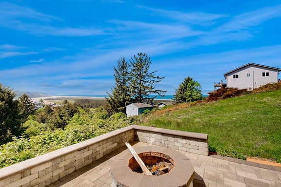 Ocean view home with heated floors private hot tub and multiple decks